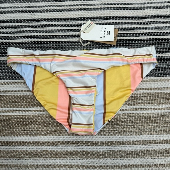 Billabong Lowrider Full Coverage Feelin Sunny Striped Women’s Bikini Bottom L/12 - Picture 1 of 12